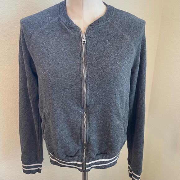 Abercrombie & Fitch Gray full zip up sweater cardigan juniors large - Picture 3 of 8